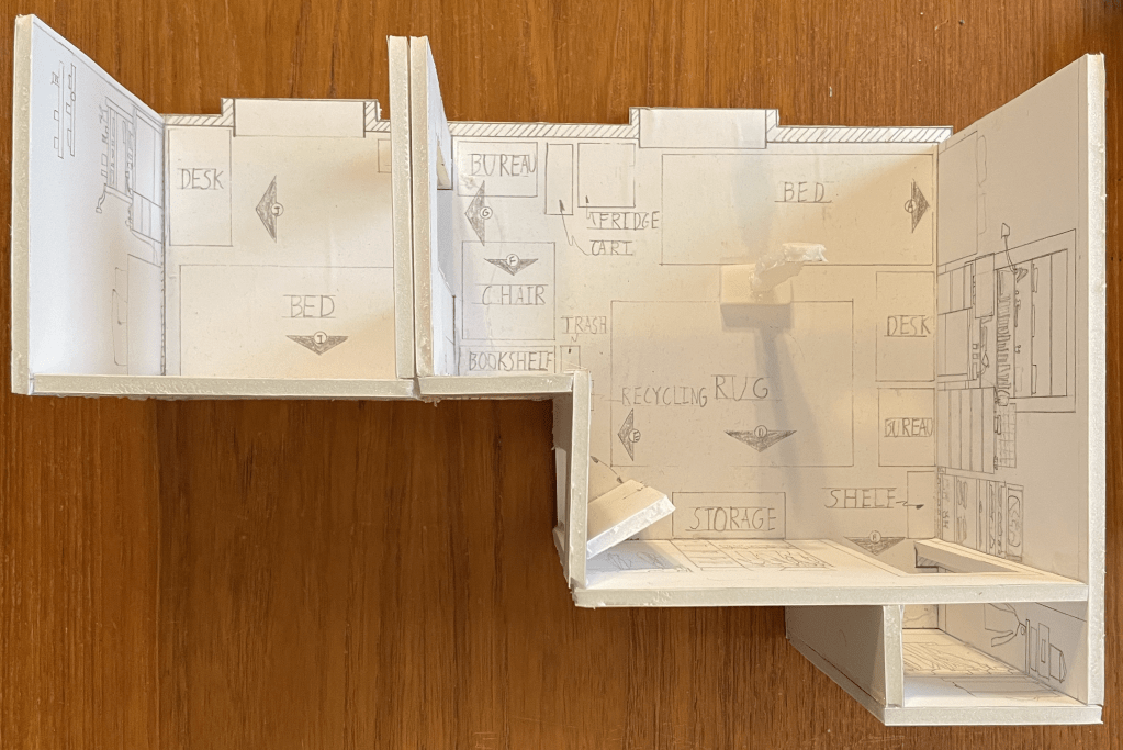 Top view of dorm model.